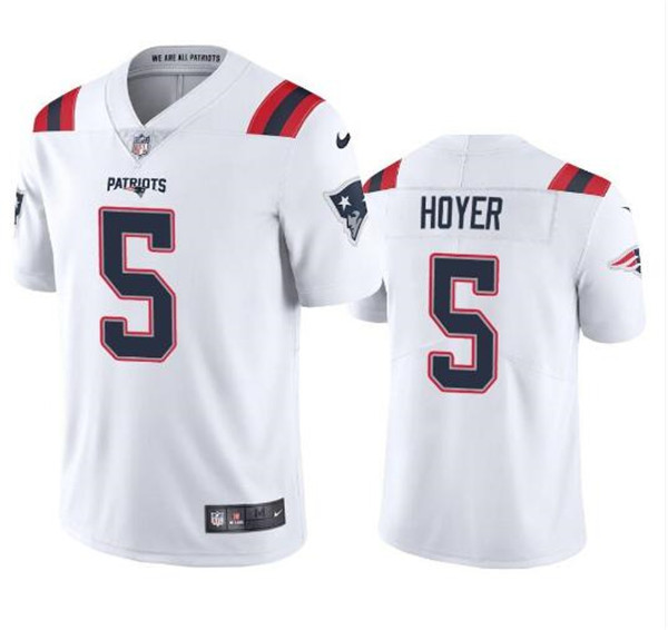 Men's New England Patriots #5 Brian Hoyer 2021 White Vapor Untouchable Limited Stitched Jersey - Click Image to Close